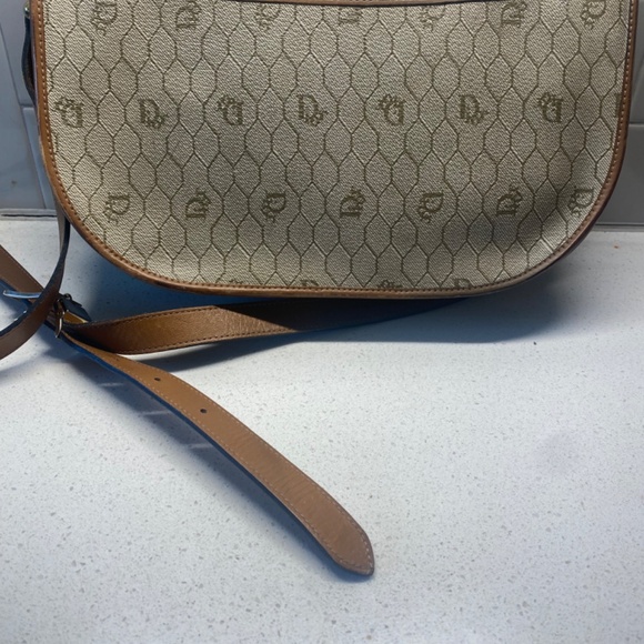 Vintage CHRISTIAN DIOR Crossbody Shoulder Bag Gold HW Brown Leather - Picture 5 of 12